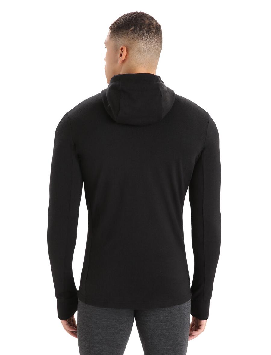 Bluzy Z Kapturem Icebreaker Merino Quantum III Long Sleeve Zip Męskie Czarne | PL 1677EBCX